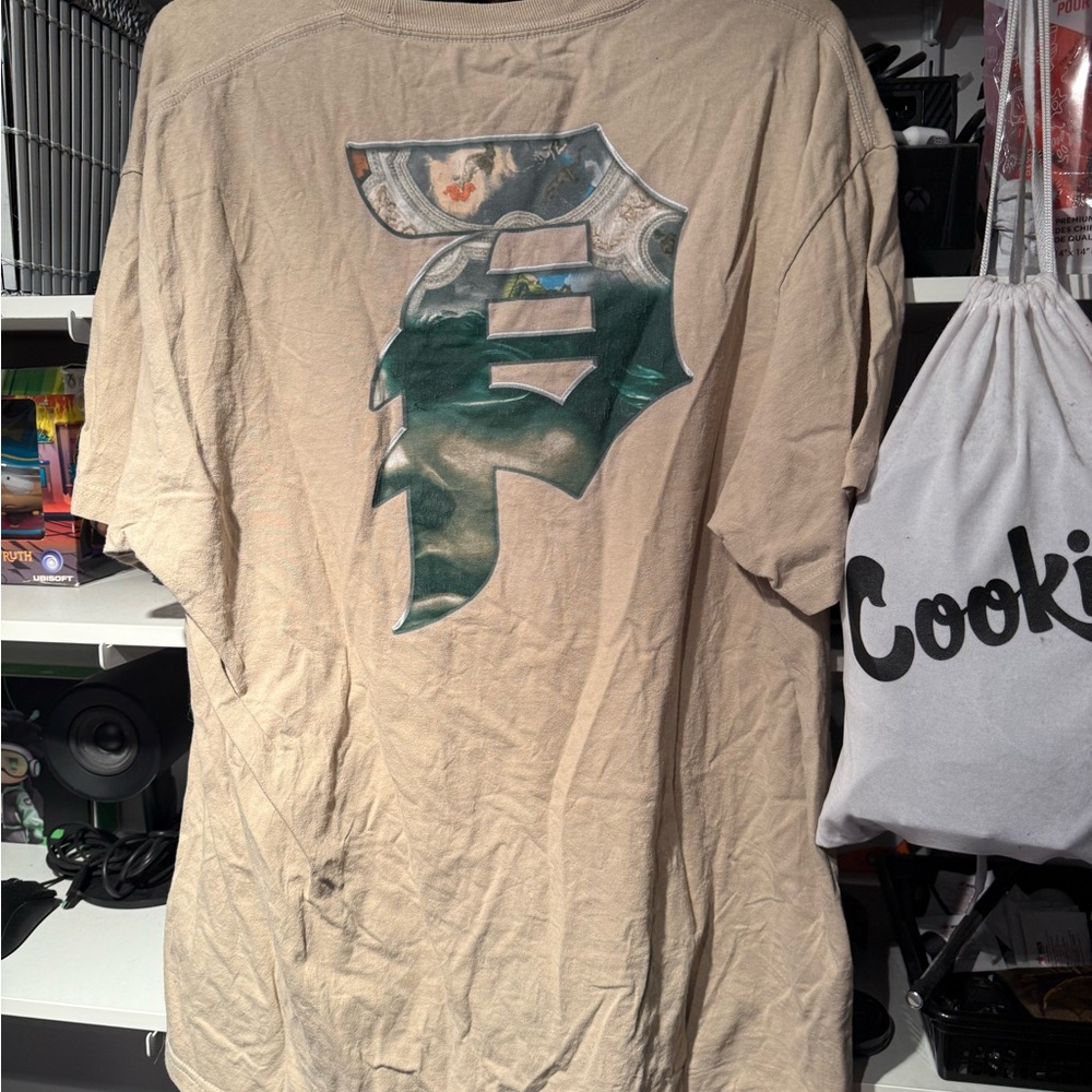 Primitive Tan T-Shirt with Artistic Graphic